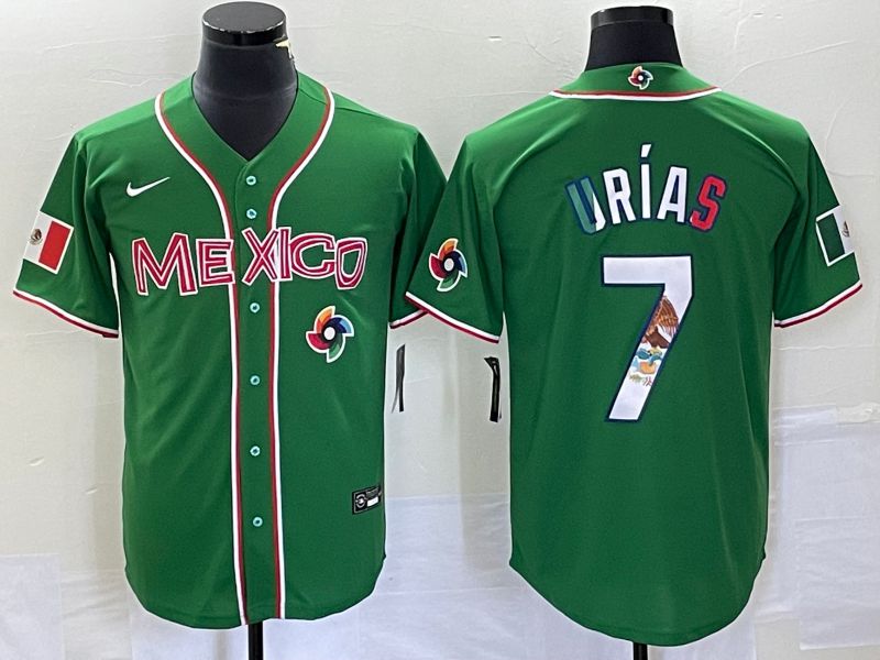 Men 2023 World Cub Mexico #7 Urias Green Nike MLB Jersey15